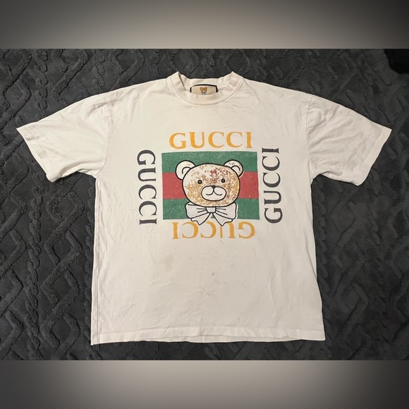 GUCCI x KAI COLLECTIVE Teddy Bear Logo Tee T Shirt White Yellow Green Red Black - Picture 4 of 10